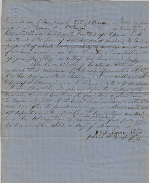 Document Regarding Two Missouri Men Arrested for Selling Liquor to Slaves / SOLD