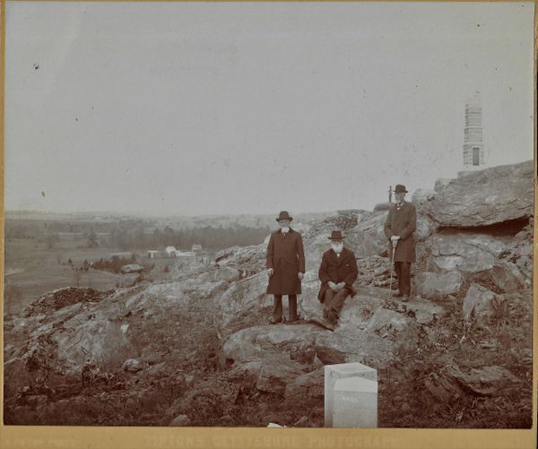 William H. Tipton Photograph of Three Older Gentlemen on Little Round Top
