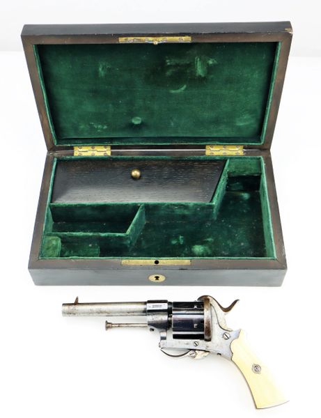 Cased Ivory Grip “Pinfire” Revolver / SOLD
