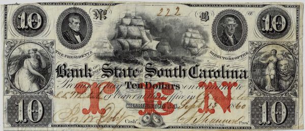 The Bank of the State of South Carolina Ten Dollar Note