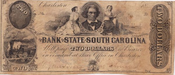The Bank of the State of South Carolina Two Dollar Note