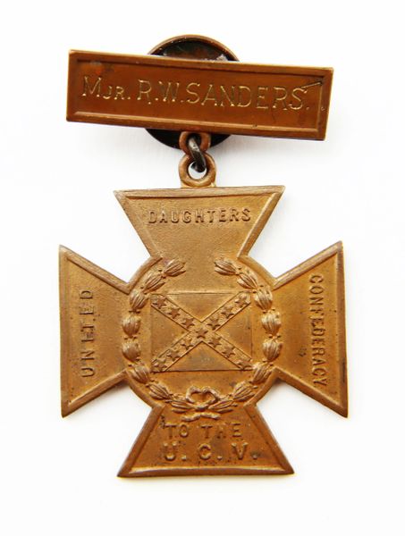 Southern Cross of Honor Major R.W. Sanders 18th Louisiana Infantry and CS Quartermasters Dept.