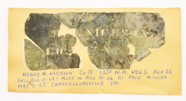 Civil War Soldier’s Stencil Killed in Action Recovered from Chancellorsville