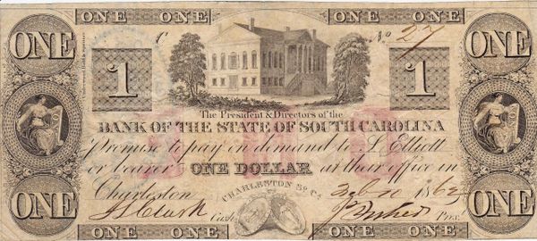 The Bank of the State of South Carolina One Dollar Note