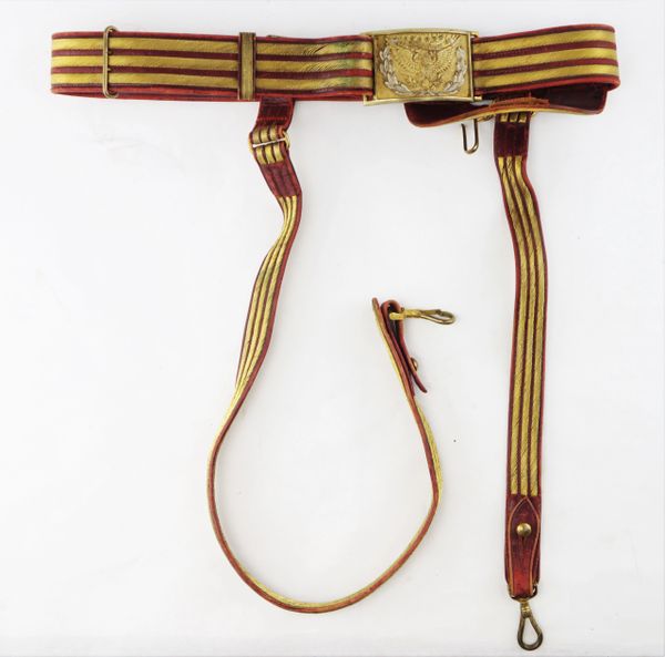  American Civil War Union Officers Leather Sword Belt With Eagle  Square Buckle, Black : Clothing, Shoes & Jewelry