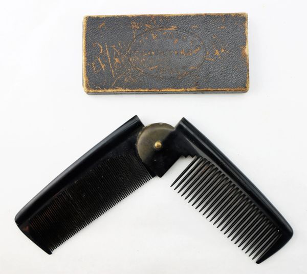 Folding Gutta Percha Comb “India Rubber Comb Company Goodyear’s Patent 1851”/ SOLD