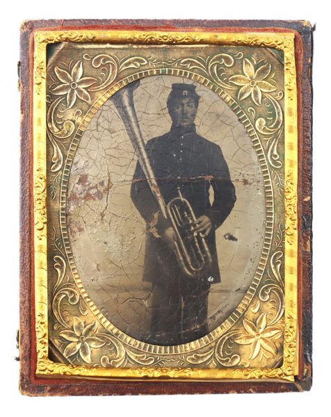 ¼ Plate Tintype of Union Musician / SOLD