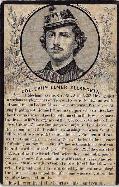 Funeral Card of Colonel Ellsworth / SOLD