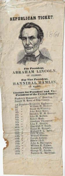 1860 Abraham Lincoln Republican Ticket / SOLD