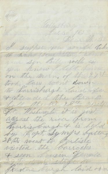 Incredible Letter Discussing the Aftermath of the Battlefield of ...