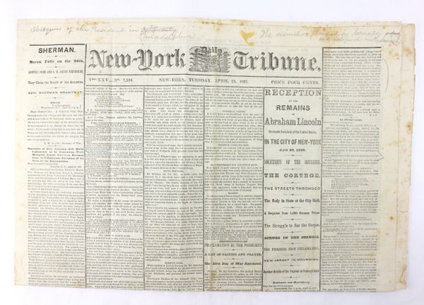 Lincoln Assassination Newspaper / SOLD