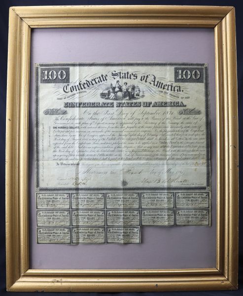 1861 $100 One-Hundred Dollar CSA Bond