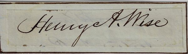 Henry A. Wise Autograph