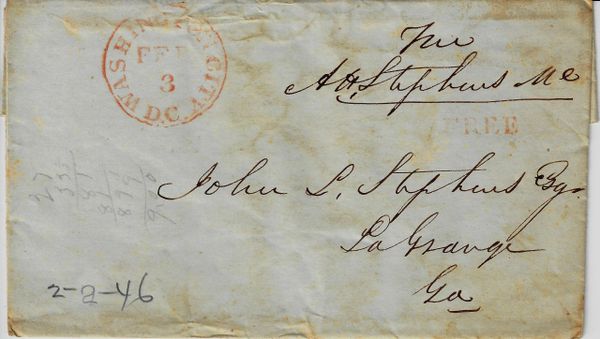 Alexander Stephens - Free Frank Envelope