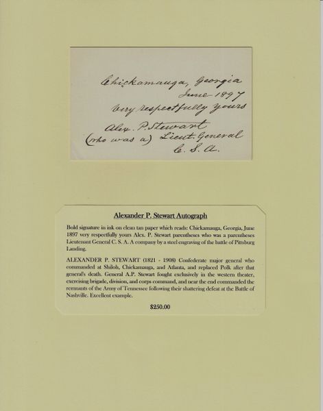 Alexander P. Stewart Autograph