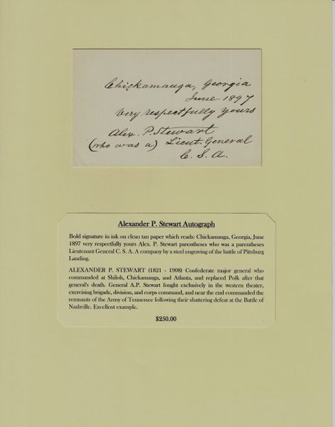 Alexander P. Stewart Autograph / SOLD