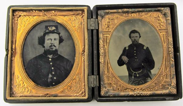 Pair of Soldiers' Images Tintype Sixth Plate / SOLD