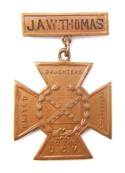 Southern Cross of Honor to Twice Wounded Confederate Officer J.A.W. Thomas Captain in Co. F, 21st South Carolina Infantry