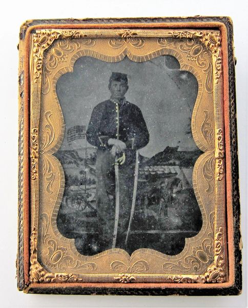 Cavalry Trooper Tintype Quarter Plate / SOLD