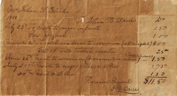 Slave Document Providing Medical Care