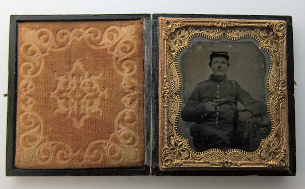 Soldier with Model 1862 Colt "Police" Revolver Ambrotype / Sold