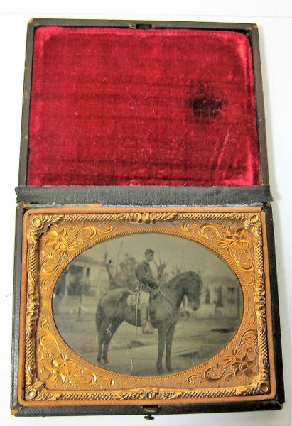 Mounted Cavalryman Quarter Plate Tintype / SOLD