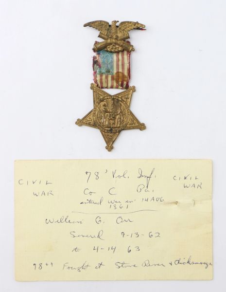 Identified Civil War Veteran Badge Identified to William G. Orr of the 78th Pennsylvania Infantry / SOLD