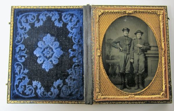 Hand-tinted Cavalry Soldiers Quarter Plate Tintype / SOLD