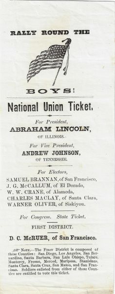 National Union Ticket! For President, Abraham Lincoln / SOLD
