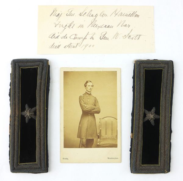 Shoulder Straps and CDV of General Schuyler Hamilton Grandson of Alexander Hamilton / SOLD