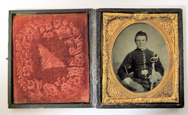 Union Cavalryman with Saber Sixth Plate Tintype