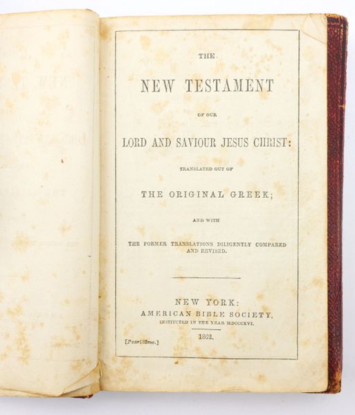 Identified Bible of Nathaniel Frank 27th New Jersey Infantry / SOLD