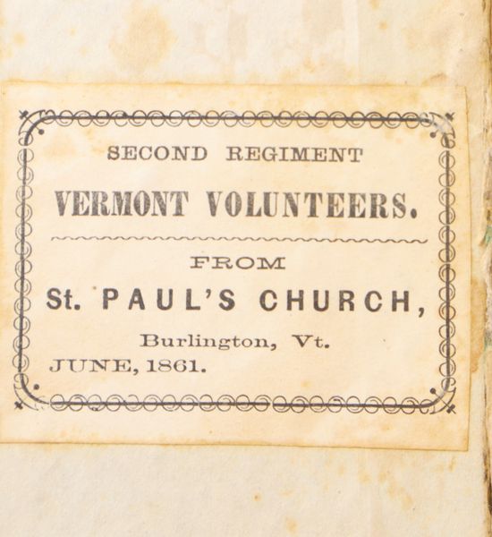 Presentation Book of Common Prayer 2nd Vermont – Great Gettysburg Unit!