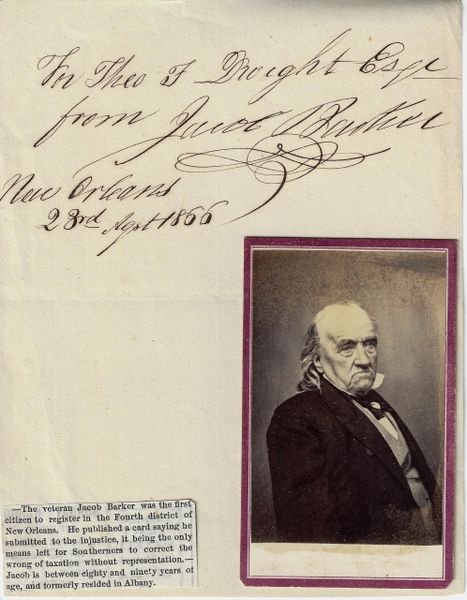 Jacob Barker Autograph and CDV Portrait