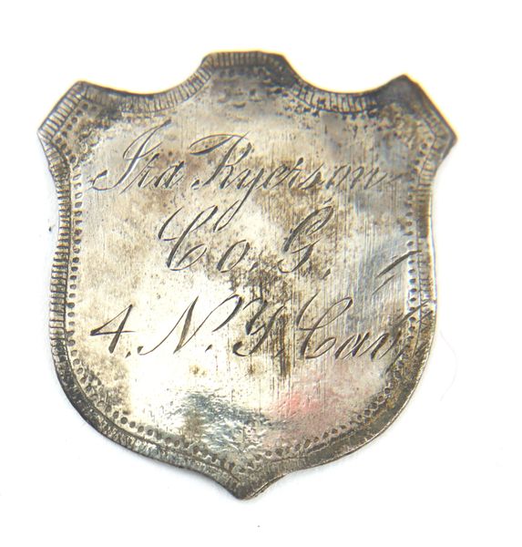 Silver Identification Disc of Ira Ryerson Co. C 4 N.Y. Cavalry / SOLD