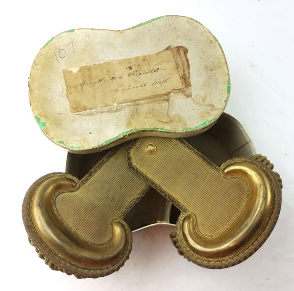 Case Civil War Epaulets Identified to Lieutenant R. L. Plaisted of Lowell, Massachusetts