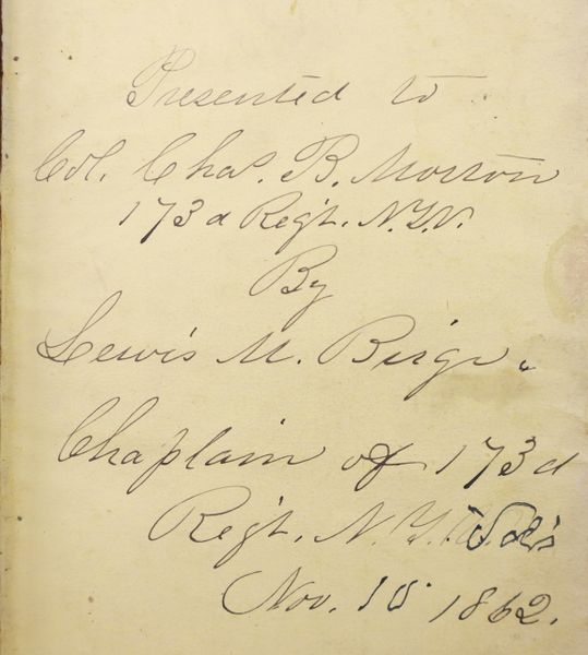 Inscribed Bible of Colonel Charles B. Morton of the 173rd New York Infantry / SOLD