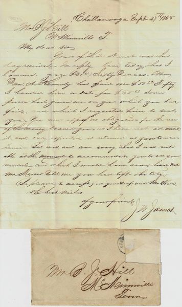 Letter Written to Confederate General Benjamin J. Hill