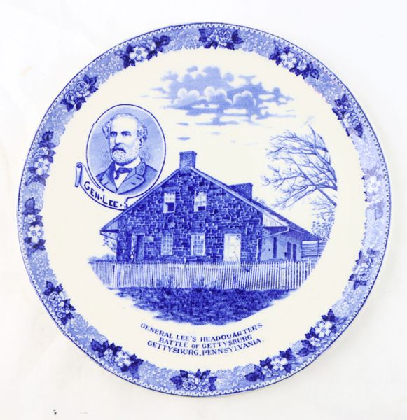 Gettysburg Souvenir Plate Depicting General Lee and Headquarters