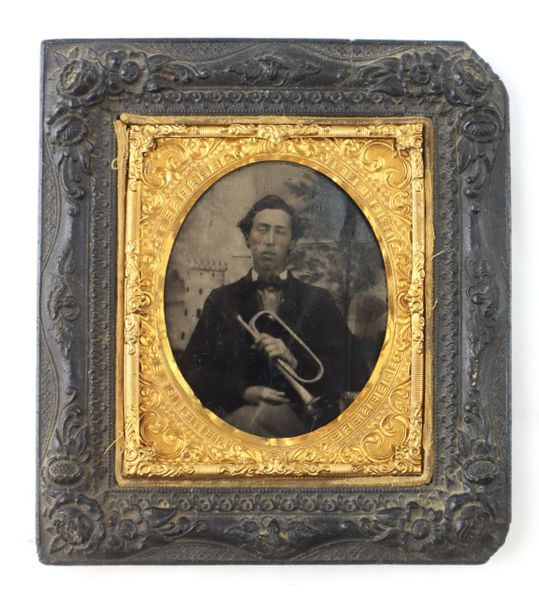 1/6th Plate Tintype of Union Bugler