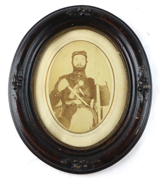 Triple Armed Albumen Photograph of a Union Soldier / SOLD