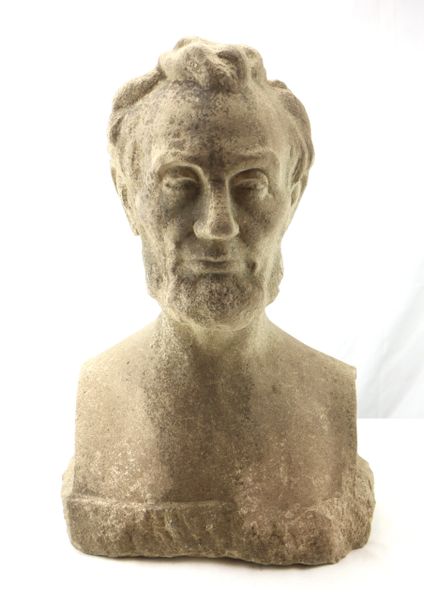 Incredible Chiseled Stone Bust of Abraham Lincoln