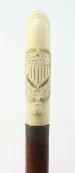 Civil War Cane with Patriotic Bone Handle / SOLD