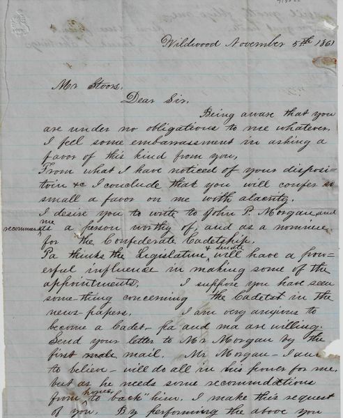 Confederate Letter Written by Frank F. Shortridge, Co. B 2nd Alabama Cavalry Killed at Battle of Atlanta