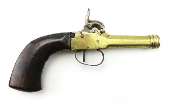 Antique Percussion Brass Cannon Barrel Pistol 1840's / SOLD