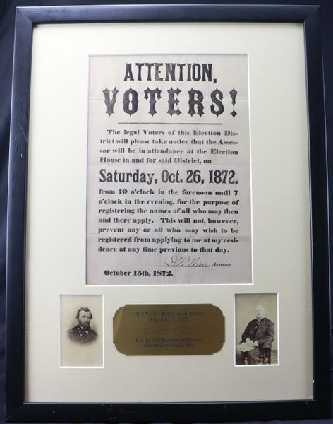 1872 Voter Registration Broadside Grant vs Greeley