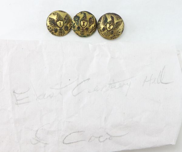 Infantry Officer Buttons Recovered From East Cemetery Hill, Gettysburg 