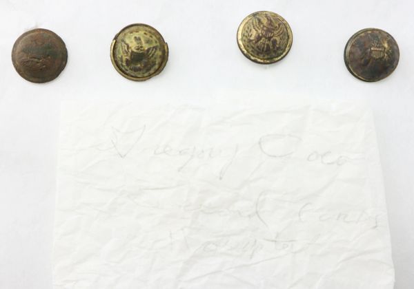 Four Federal Eagle Coat Button Recovered from 2nd Corps Hospital, Gettysburg