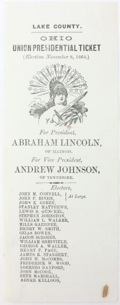 Lincoln and Johnson Presidential Paper Ballot / SOLD
