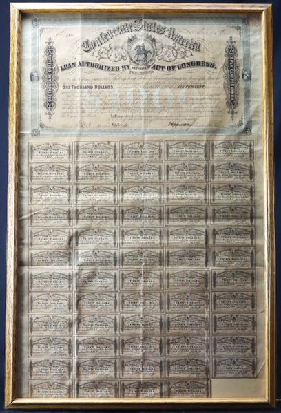 Large Size Equestrian Design 1864 Confederate $1,000 Bond